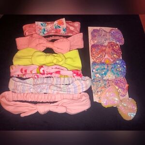 Girls group of hair accessories.  Headbands and bows.